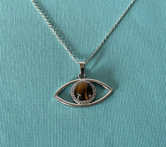 Eye necklace, Tiger's eye necklace, 20" eye neckl… - image 1