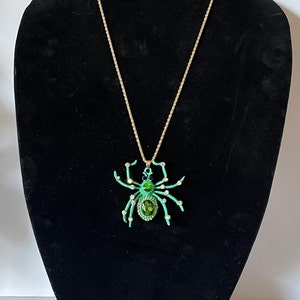 Large green spider necklace, the Carolynn spider necklace tarantula necklace spider pendant green spider necklace,rhinestone spider necklace