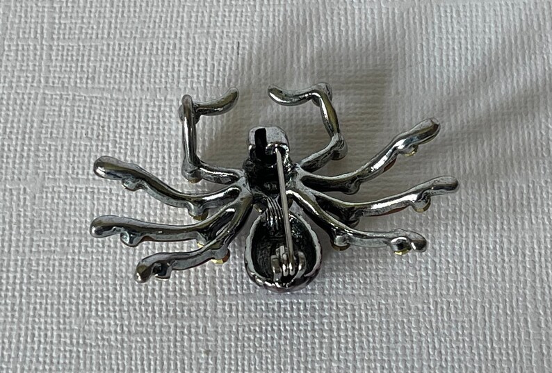 Rhinestone spider brooch, purple spider pin, yellow spider brooch, spider jewelry, tarantula, Halloween spider pin, insect image 6