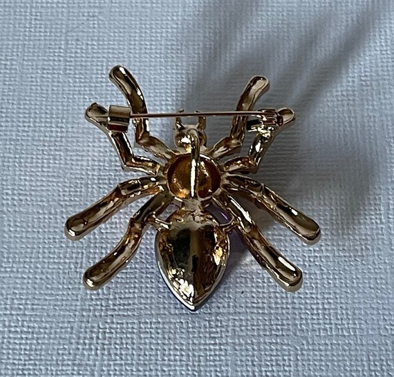 Rhinestone spider brooch, purple spider pin, spid… - image 6