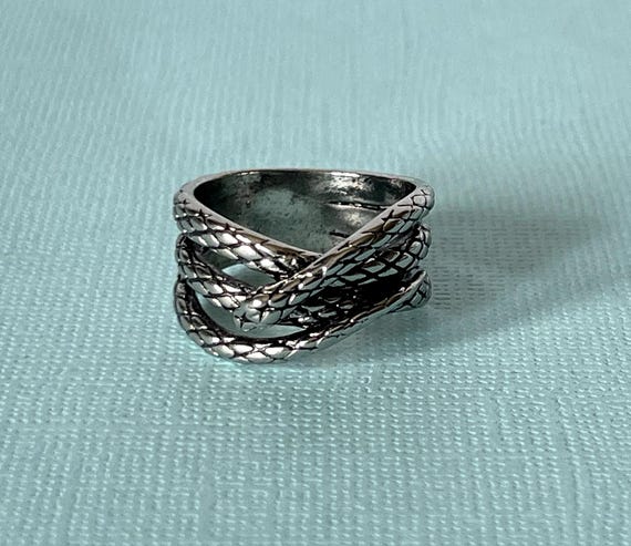 Snake ring, snake wrap ring, size 9 snake ring, snake jewelry, women's snake ring, men's snake ring, silver snake ring, biker jewelry, snake View 3