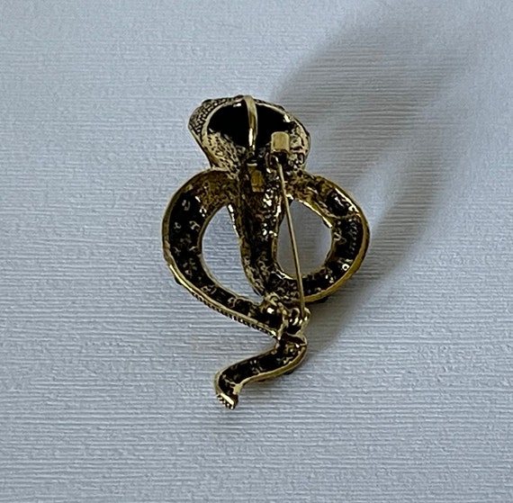 Rhinestone snake brooch, cobra brooch, gold snake… - image 6