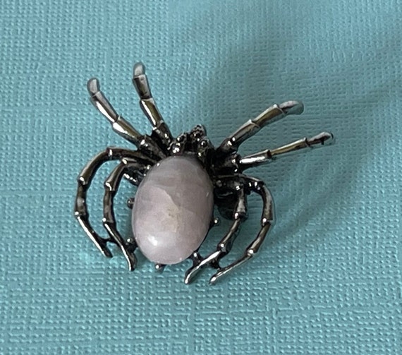 Rose quartz spider brooch, tarantula spider pin, … - image 3