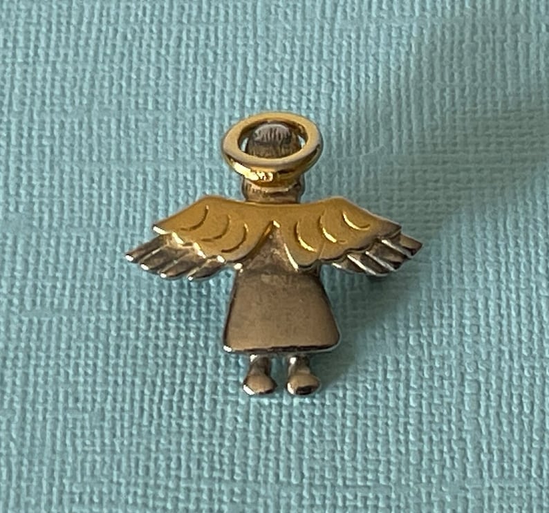 Vintage Angel Brooch, Signed Angel Pin, Angel Pendant, Gold Angel Pin