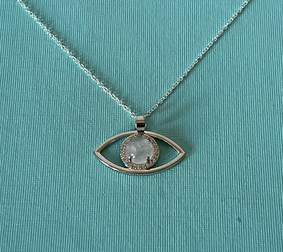 Evil eye necklace, rose quartz evil eye necklace, third eye necklace, rhinestone eye necklace, protection necklace, evil eye jewelry 3rd eye