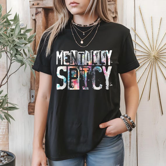 Mentally Spicy PNG Bundle, Watercolor & Distressed Designs — Instant Download