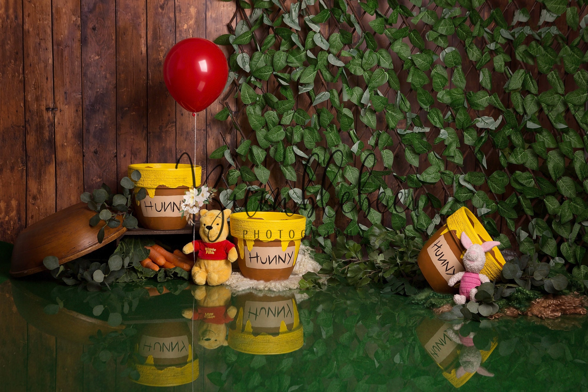 Winnie the Pooh Digital Background Photography Baby y pastel aplastar