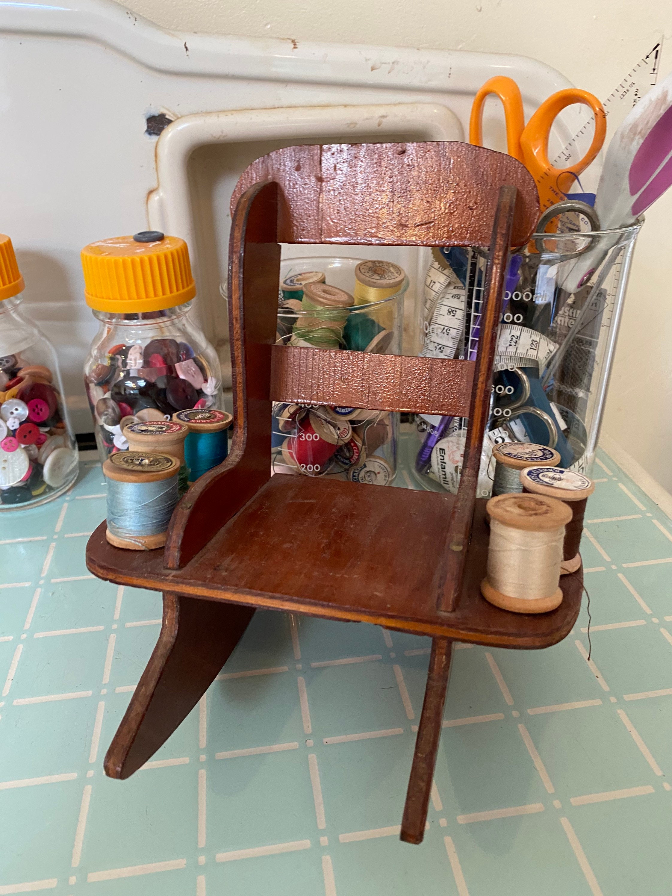Unique Vintage Rocking Chair Thread Holder Etsy