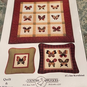 Butterfly Fancy Quilt and Pillow Pattern by Country Appliques