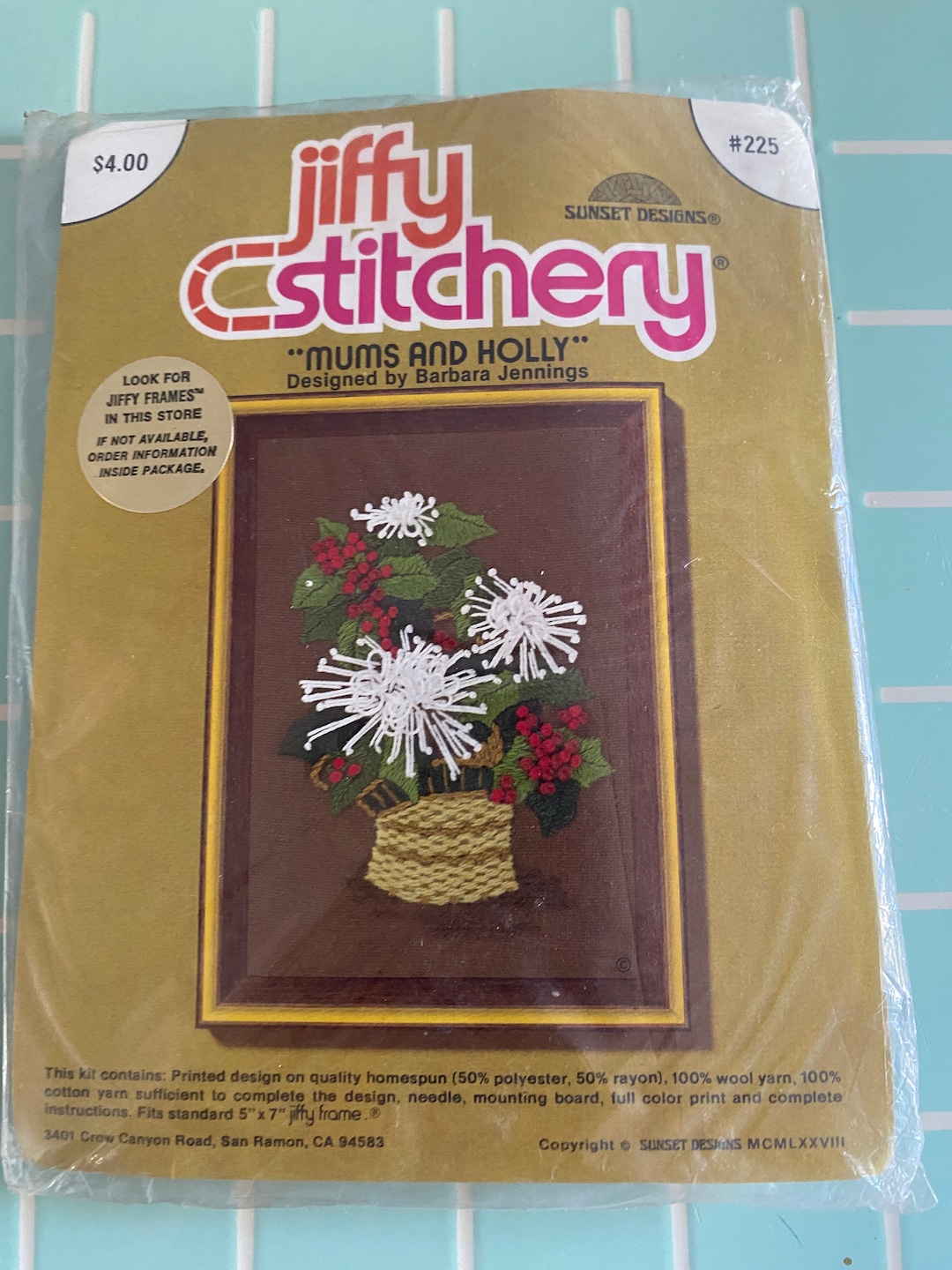 Various Crewel Floral Jiffy Stitchery Kits by Sunset Designs Etsy