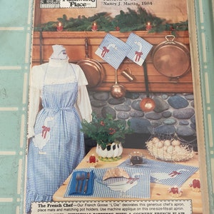 The French Chef Apron, Place Mats, & Pot Holders Pattern