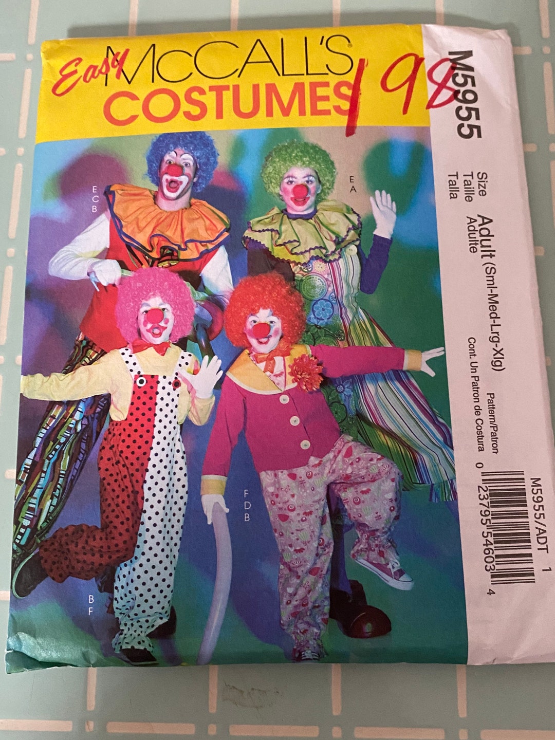 Various Clown Costume Patterns Mccalls Etsy
