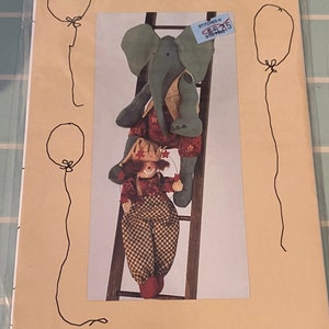 Circus Parade Stuffed Elephant and Clown Pattern