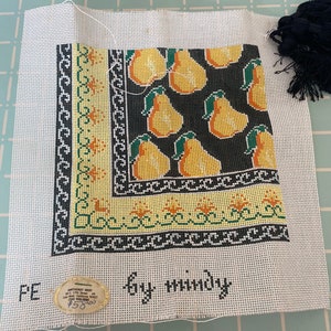 Yellow Pears Hand-Painted Counted Cross Stitch Canvas