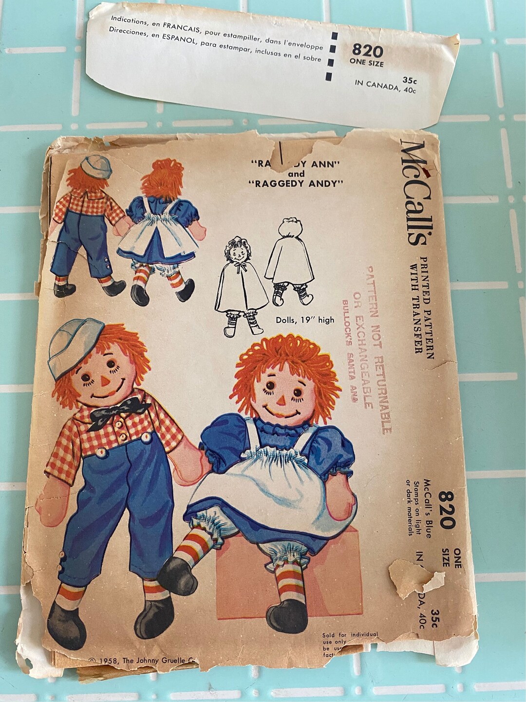Various Raggedy Ann &amp; Andy Doll Patterns Mccalls Crafts and Costumes - Etsy