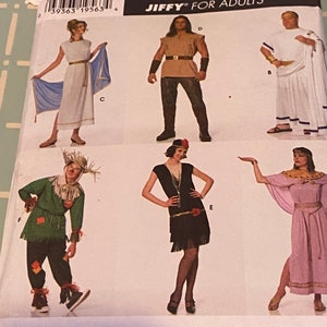 Misses & Men’s Variety Halloween Costume Pattern/Flapper Dress/ Scarecrow/Cleopatra/Egyptian/Roman Man- Simplicity #7382