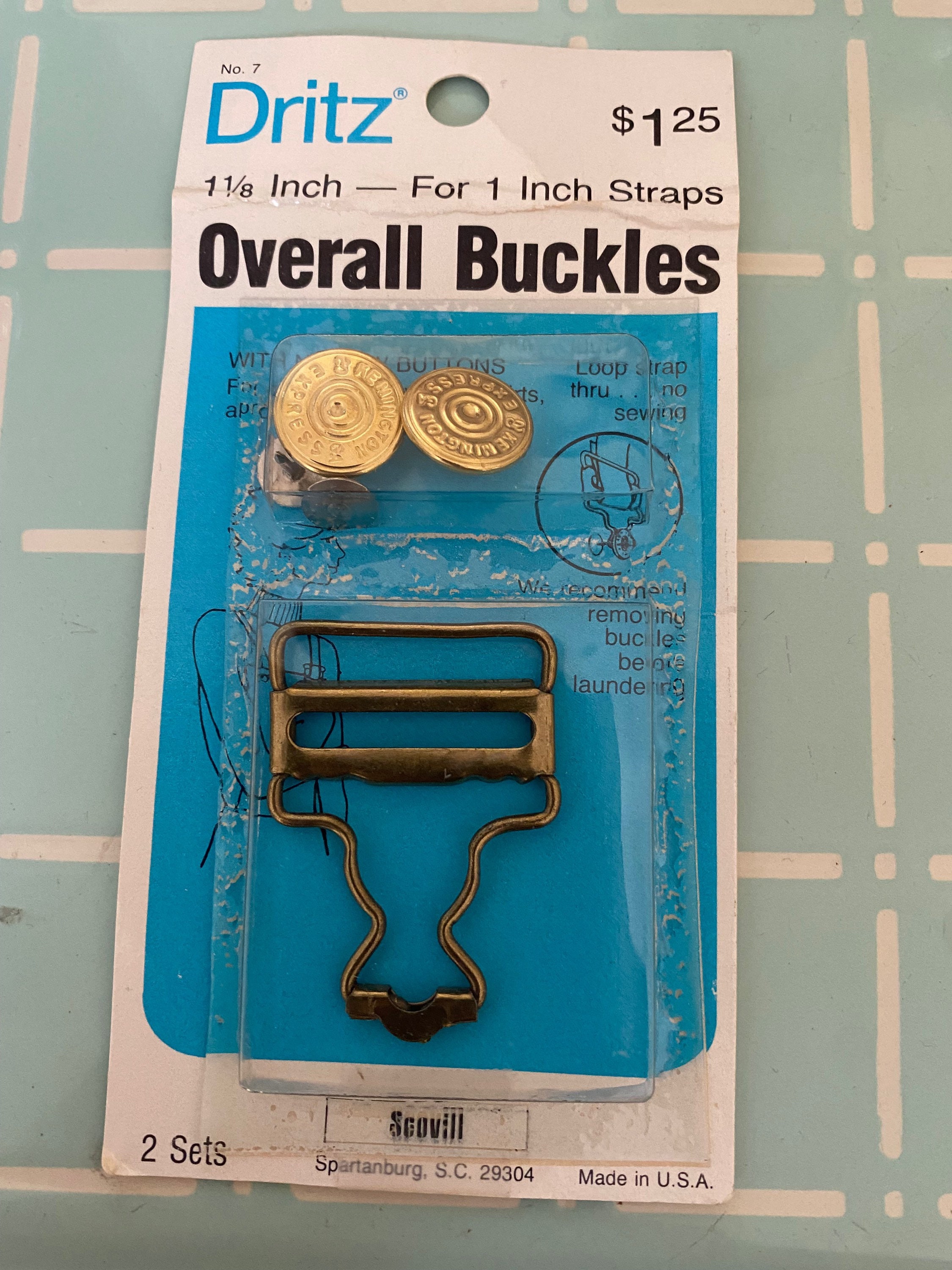 Vintage Head Light Overalls Brass Button with Stud Shank 