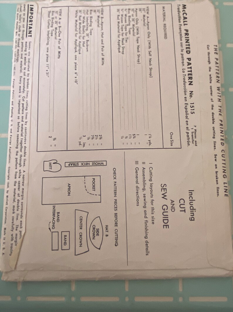 Various Vintage Apron Patterns by Mccalls Etsy