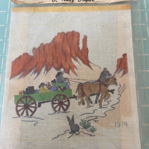 Vintage 1970s Navajo Themed Painted Cross Stitch Canvas
