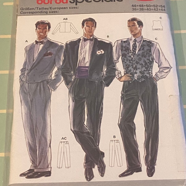 Various Men’s & Boy’s Formalwear Wardrobe Patterns-Cumberband/Tuxedo/Vest/Jacket-McCall’s, Simplicity, Burda and Vogue