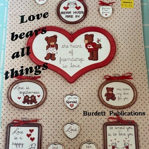 Finished Cross Stitch or Love is Pulling Together and/or Love Bears All Things Counted Cross Stitch Pattern Book by Dale Burdett