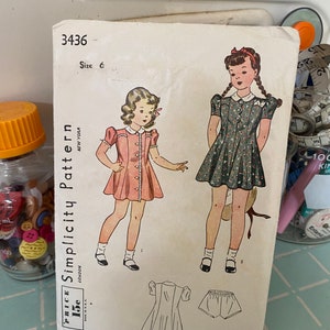 1940s Girls Romper Pattern #3436