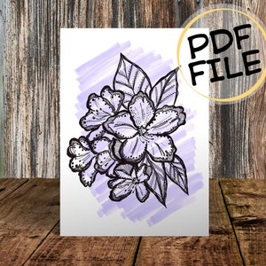 Cartão de flores para impressão, parabéns, dia das mães, aniversário, cartão de felicitações, faça você mesmo, pdf, convite, casamento, colorido, hibisco, linhas