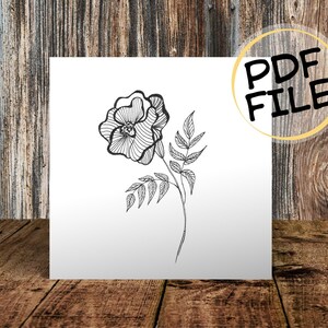 Tarjeta de flores imprimible, día de la madre, felicitaciones, cumpleaños, tarjeta de felicitación, diy, pdf, invitación, blanco y negro, flores, floral