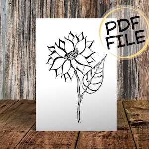 Druckbare Blumenkarte, Glückwunschkarte, Geburtstag, Grußkarte, Dankeskarte, diy, pdf, Einladung, Aquarell, schwarze Linien, Blumen