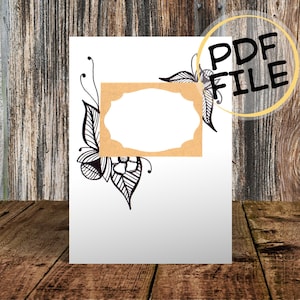Druckbare Blumenkarte, Glückwunschkarte, Geburtstag, Grußkarte, Dankeskarte, diy, pdf, Einladung, Aquarell, schwarze Linien, Blumen