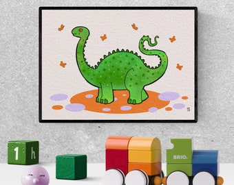 diplodocus dinosaur , baby shower gift, boys room decor, diplodocus, printable wall art