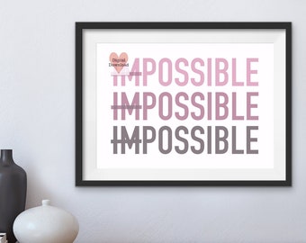 one word print, blush pink wall art,   inspirational, quote wall art, for office, law of attraction, motivational poster, for classroom