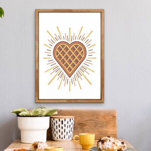 waffle wall art, pastry poster,  food art printable, gift for foodie, food lover gift,  kitchen wall decor,  food illustration