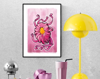pink chrysanthemum flower, instant download art print
