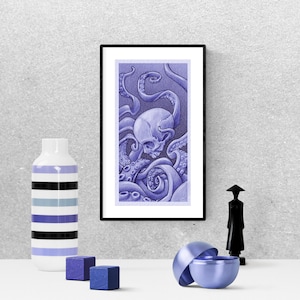Octopus wall art, kraken print, printable wall decor