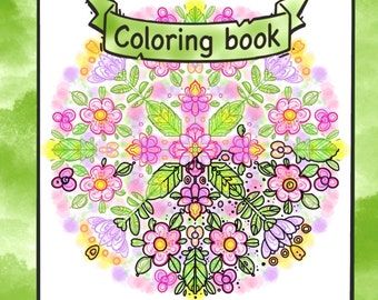 Printable reverse coloring pages mandala, digital download coloring book