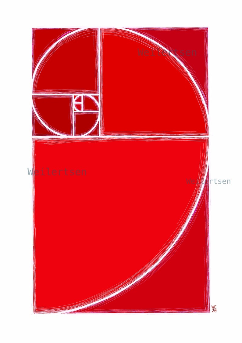 Fibonacci Sequence Art Print, Printable Wall Art, Golden Ratio ...