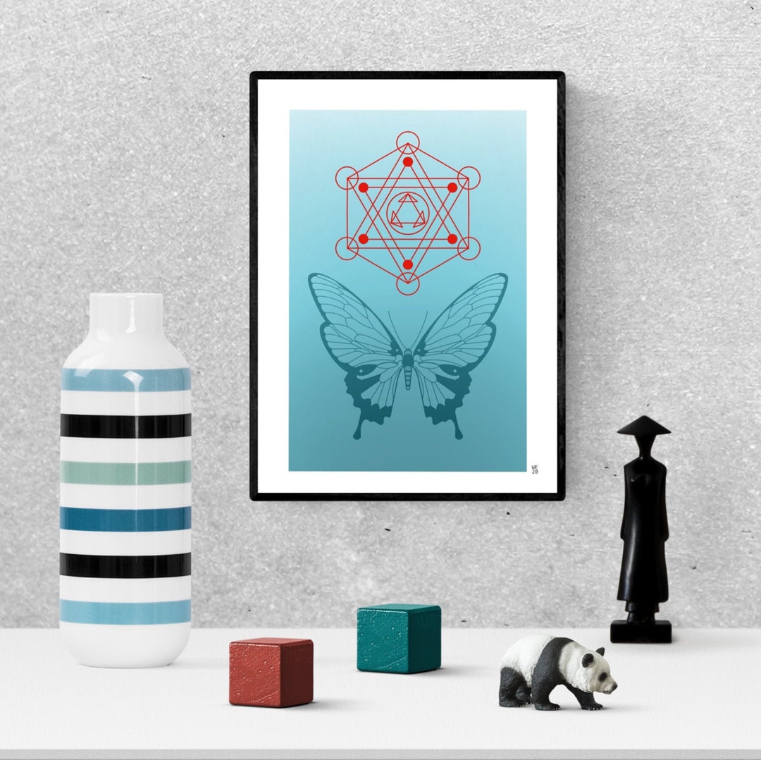 Printable Art Modern, Butterfly, Wall Art Decor for Living Room, Spiritual Gift, Sacred Geometry