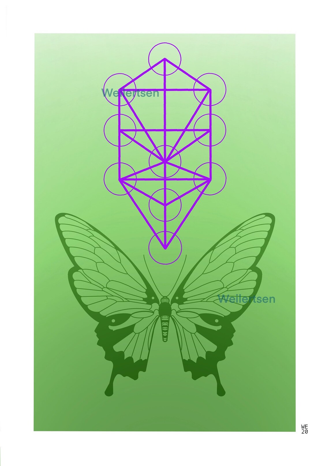 Modern Butterfly Sacred Geometry Print Green Butterfly Etsy