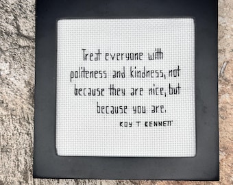 Framed Kindness Cross Stitch: Inspirational Gift for Teacher