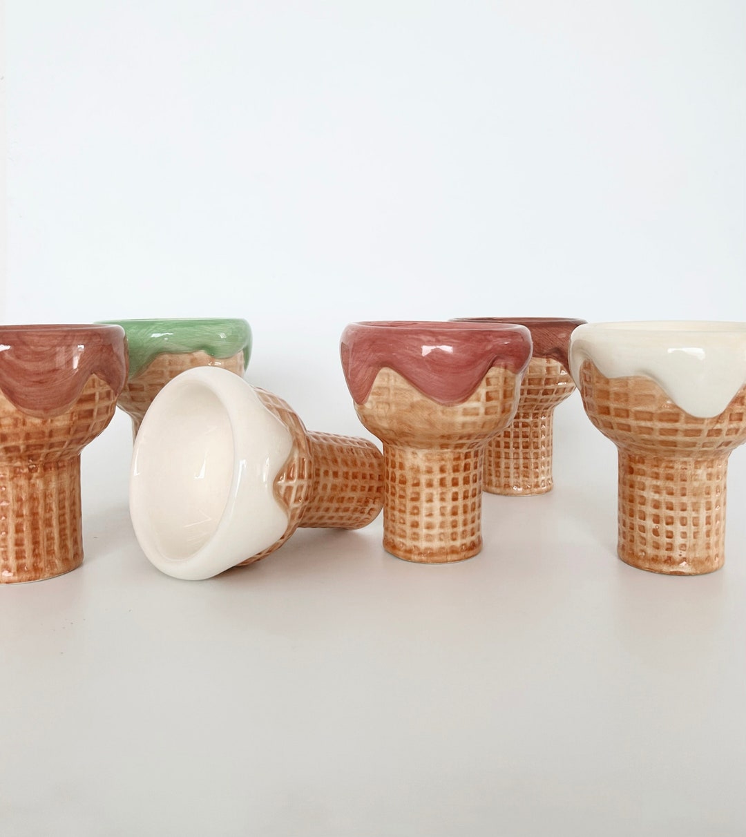 Ceramic Ice Cream Cones Set of 6 Etsy