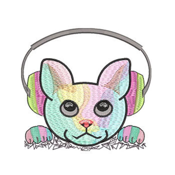 Rave Kitty Listening to Music