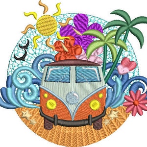 Summer Breeze Camper Van embroidery design