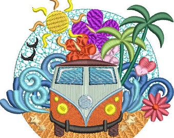Summer Breeze Camper Van embroidery design