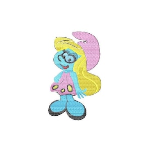 Create enchanting baby items with an adorable Smurfette embroidery design. Imagine the lovable blue character, meticulously stitched with cute details, perfect for adding charm to onesies, blankets, and other baby essentials.