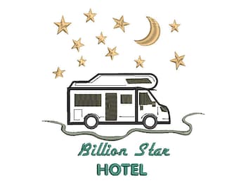 Billion star hotel camper van embroidery design