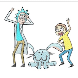 Rick and Morty cartoons with Bunny Monster  2 SIZES / instant download embroidery design suitable for all types of stitching machines