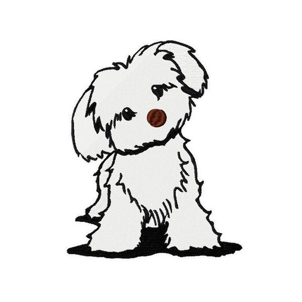 motif de broderie de chien chiot bichon blanc