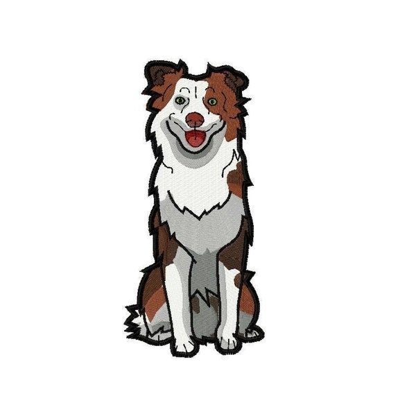 Good boy Australian shepherd sitting / instant download embroidery design
