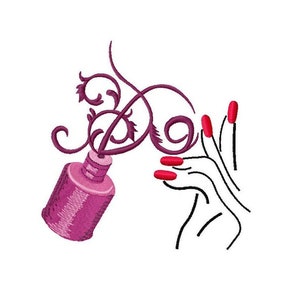 Manicure / nail polish / glamorous hand / instant download embroidery design